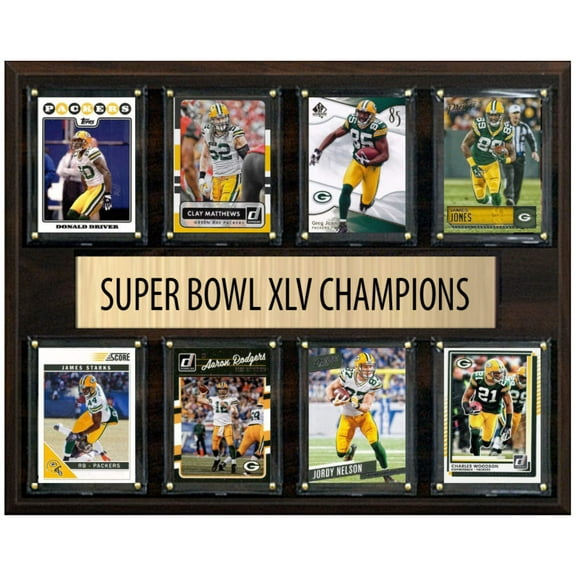 Green Bay Packers Super Bowl XLVI 45 Champions 12" x 15" Eight-Card Plaque Aaron Rodgers Donruss Topps