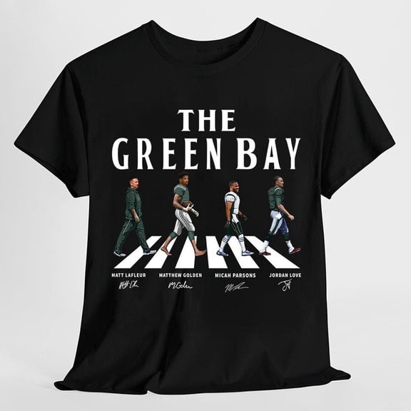 Green Bay Walking Road Signatures Football Shirt, Gift For Fan Football Unisex T-shirt