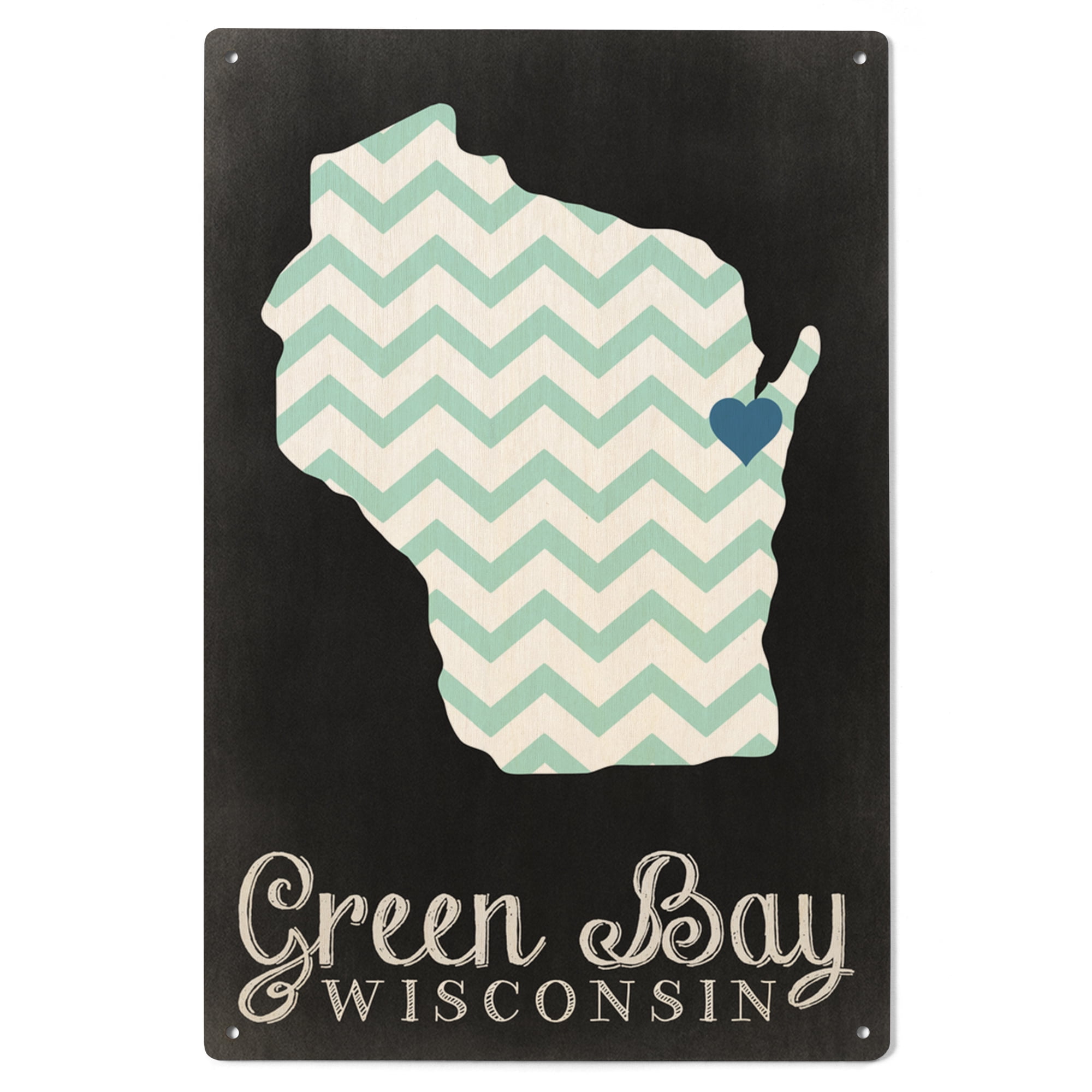 Green Bay, Wisconsin, Chalkboard Birch Wood Wall Sign (6x9 Rustic Home ...