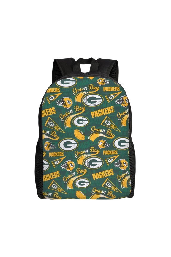 Green_Bay Youth Large Capacity Backpack Multifunctional Travel Backpack Waterproof Schoolbag Laptop Bag Men and Women Sports Backpack American Football Fan Gift