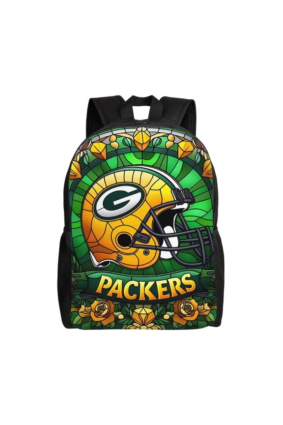 Green_Bay Youth Large Capacity Backpack Multifunctional Travel Backpack Waterproof Schoolbag Laptop Bag Men and Women Sports Backpack American Football Fan Gift