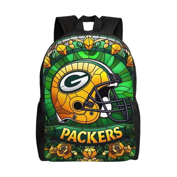 Green_Bay Youth Large Capacity Backpack Multifunctional Travel Backpack Waterproof Schoolbag Laptop Bag Men and Women Sports Backpack American Football Fan Gift