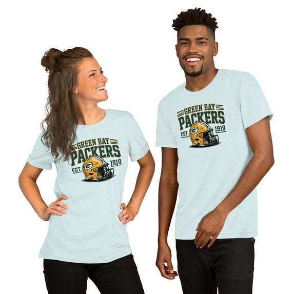 Green Bay football shirts for women, Ladies Game Day Tee XS-3XL (Heather Ice Blue, L)