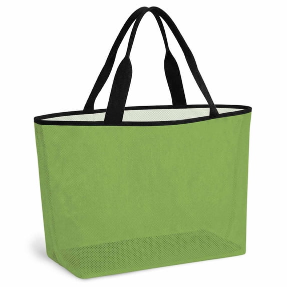 Green Beach Bag for Women, Large Breathable Mesh Beach Tote Bag, Solid Color Simple Abstract Fashion Light Color Sandproof Lightweight Travel Bags for Vacation Picnic Swimming Pool 15.7"x15.7"x9.1"
