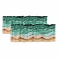 thumbnail image 1 of Green Beach Curtain Valances for Windows, Kitchen Valance Window Treatments Panel 2 Pack, Abstract Stripes Gradient Ocean Brown Sand Rod Pocket Short Curtains for Bathroom Bedroom 54 x 18 Inch, 1 of 8