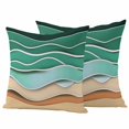 thumbnail image 1 of Green Beach Outdoor Waterproof Pillow Covers, Abstract Stripes Gradient Ocean Brown Sand Decorative Square Throw Pillowcase Sofa Cushion Sham for Patio/Couch/Chair, 20"x20" 2 Pack, 1 of 8