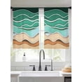 thumbnail image 1 of Green Beach Sheer Curtains for Living Room Bedroom Abstract Stripes Gradient Ocean Brown Sand Sheer Curtains 45 Inch Long 2 Panels Set Light Filtering Curtain Window Treatments Drapes for Dining Room, 1 of 6