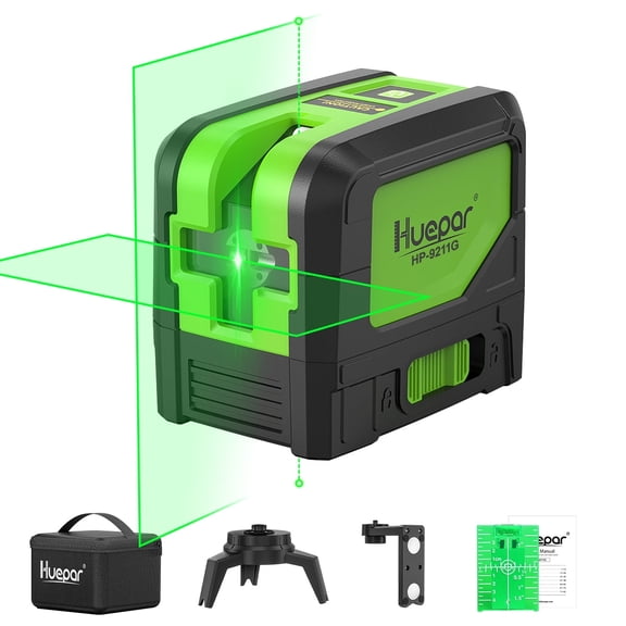 Green Beam Self-Leveling Laser Level, 180° Vertical & 110° Horizontal Cross Line Laser Level Tools with 2 Plumb Dots, 360° Magnetic Pivoting Bracket