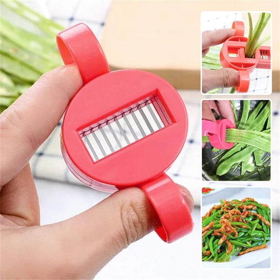 Green Bean Slicer Cutter French Style Bean Threader Shredder Runner Slicing Tool Sharp Stainless Steel Blades Kitchen Cooking Gadget for Salad Prep