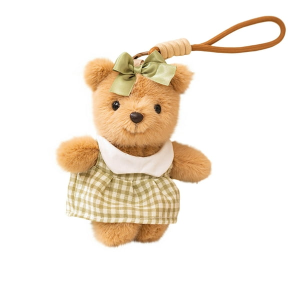 Green Bear Plush Pendant Keychain For Girls Bag Decor Couple Gift Soft Material Cute Design Portable Toy Companion Stress Relief