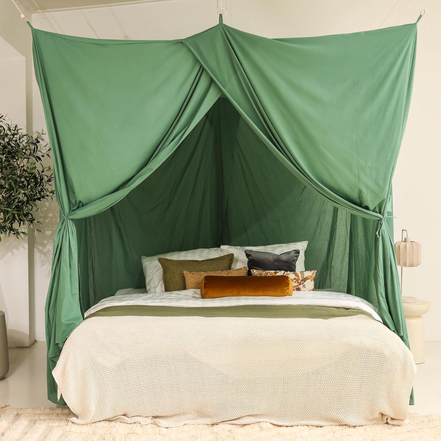Green Bed Canopy for Queen and King-Sized Beds | Bedroom Decoration for Teens or Adults | Rectangular Shape Insect Netting | Mosquito Net in Multiple Colors and Sizes