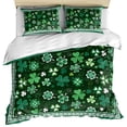 thumbnail image 1 of Green Bedding 3 Piece Duvet Cover Set Queen Size, St. Patrick's Day Shamrock Spring Checkered Soft Microfiber Comforter Cover with Zipper Closure & Pillowcases, Wrinkle & FadeResistant Quilt Cover, 1 of 9