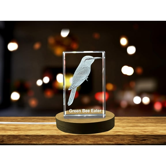 Green Bee Eater 3D Engraved Crystal 3D Engraved Crystal Keepsake/Gift/Decor/Collectible/Souvenir