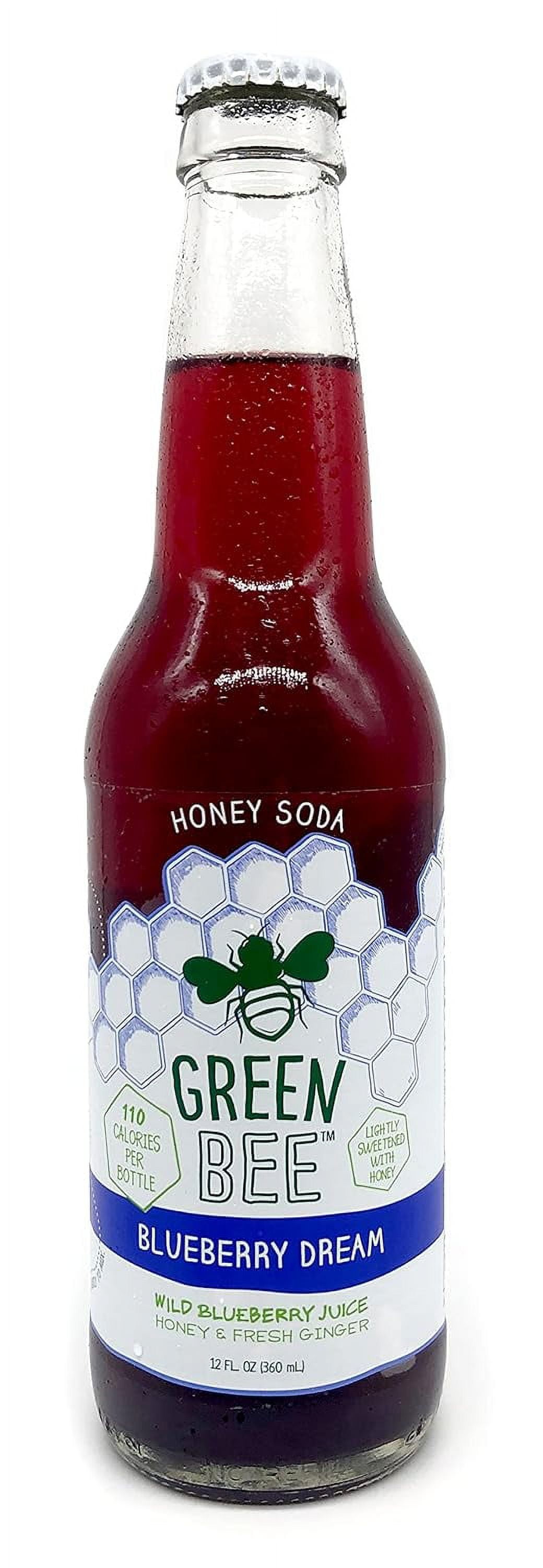 Green Bee Honey Sodas 12 Pack Made From Real Honey Bundled (Blueberry