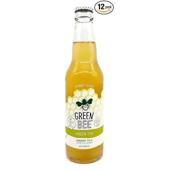 Green Bee Honey Sodas 12 Pack Made From Real Honey Bundled by Louisiana Pantry (Honey Lemon Green Tea)