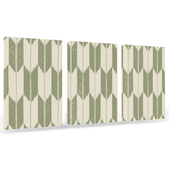 Green Beige Arrow Canvas Wall Art 3 Panels, Abstract Japanese Sage Green Beige Arrow Framed Wall Decor Modern Artwork Prints Painting for Living Room, Bedroom, Kitchen & Cafe Decor 20" x 24"