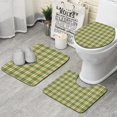 thumbnail image 1 of Green Beige Checkerboard Checkered Pattern Bathroom Rugs Sets 3 Piece,Toilet Cover Set,Absorbent Non Slip Bathroom Mats Sets with U-Shaped Contour Rug Toilet Rug Set, 1 of 5