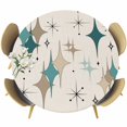 thumbnail image 1 of Green Beige Diamond Round Tablecloth, Fitted Table Cover with Elastic for 36"-44" Round Tables, Modern Geometric Middle Century Table Cloth Outdoor Indoor Dinning Party Waterproof Tablecloths, 1 of 7