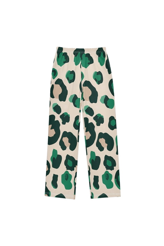 Green Beige Leopard Pattern Pajama Pants Soft Lightweight Lounge Pants Bottoms Sleep Pants Warm Comfy