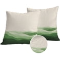 thumbnail image 1 of Green Beige Ombre Outdoor Pillow Covers 24x24 Set of 2,Waterproof Patio Throw Pillowcase Protectors,Minimalist Ocean Waves Linen Square Decorative Pillow Shams Cushion Covers for Seat Bed Couch Sofa, 1 of 8