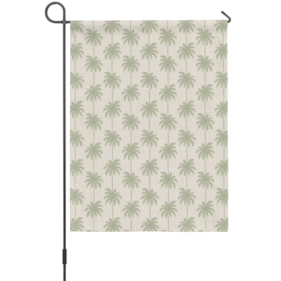 Green Beige Palm Trees Garden Flags For Outdoor, Summer Beach Coastal Vintage Country Tree Leaf Small Double Side Yard Flags Weather Proof Garden Decor for Lawn Outside Holiday 12 x 18 Inches