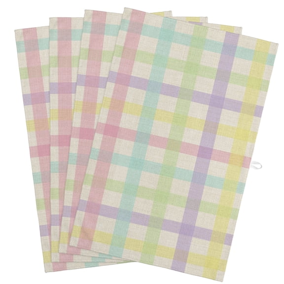 Green Beige Plaid Kitchen Towels, Absorbent Microfiber Kitchen Dish Hand Tea Bath Towel, Farmhouse Art Checkered Rustic Quick Dry Cleaning Cloth Dishclothes Decorative Sets, (4-PC, 18x28)