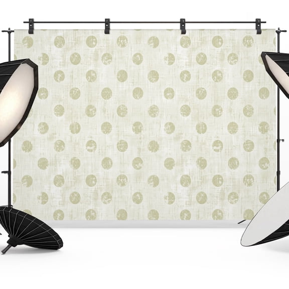 Green Beige Polka Dots Spots Backdrops for Photography, Abstract Modern Minimalist Fade Texture Fabric Photo Background Sturdy Studio Props for Photo Studio, Video Recording, Booth & Photoshoot 7x5ft