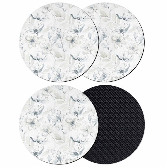 Green Beige Spring Floral Coasters Set of 4, Absorbent Coasters for Drinks, Luxury Botanical Summer Coaster for Desk Coffee Table Protection, Home Decor House Warming Gifts 4"