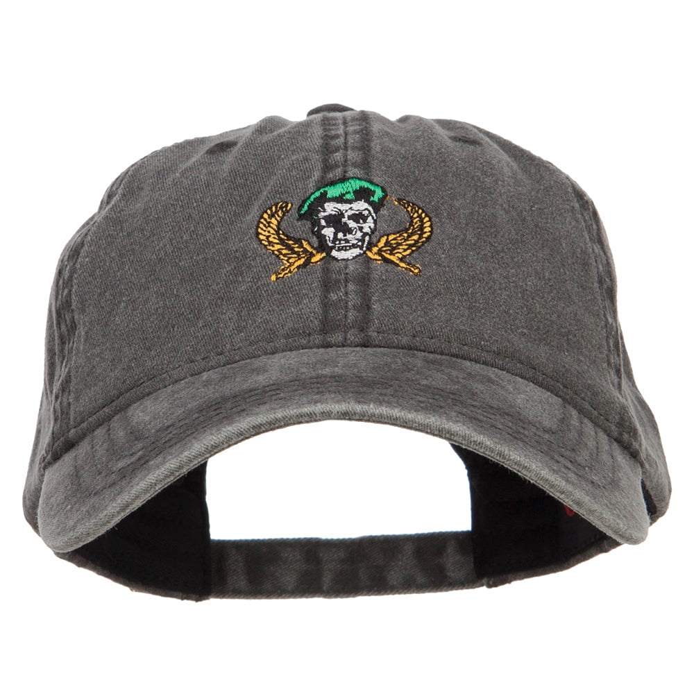 Green Beret Crest Embroidered Washed Cap - Black OSFM