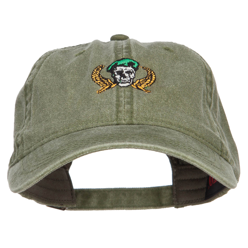 Green Beret Crest Embroidered Washed Cap - Olive OSFM