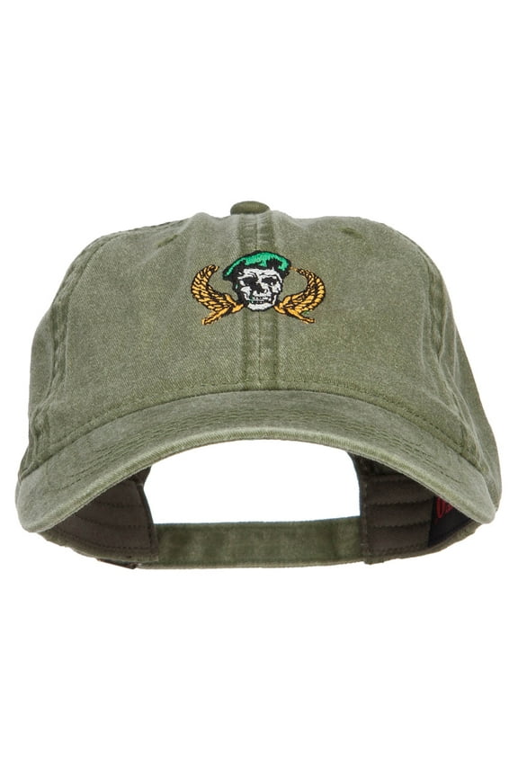 Green Beret Crest Embroidered Washed Cap - Olive OSFM