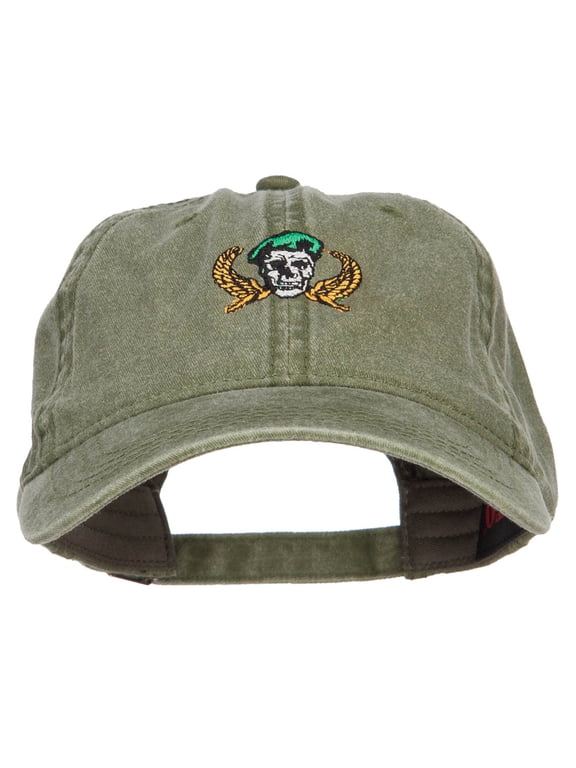 Green Beret Crest Embroidered Washed Cap - Olive OSFM