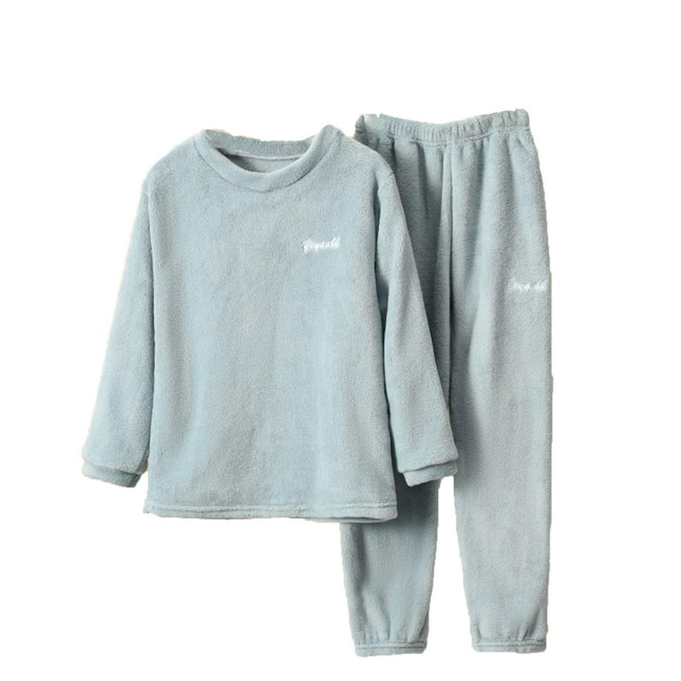 Green Big Boys Pajamas Size 14 16 Children s Pajamas Warm Solid Color Set Boys and Girls Children s Home Wear Soft Fuzzy Homewear with Sweatpants 3 4 Years Walmart