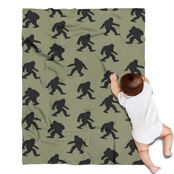 Green Bigfoot Pattern Blanket,Comfortable Soft Flannel Throw Blanket,All Season,Warm Lightweight Blankets for Sofa Bed Couch Living Room Chair,30"x40"