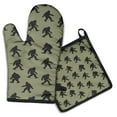 thumbnail image 1 of Green Bigfoot Pattern Kitchen Oven Mitt and Pot Holder Sets 2 Pcs for Baking, Cooking and Grilling, Heat Resistant Up To 392 °F, 1 of 7