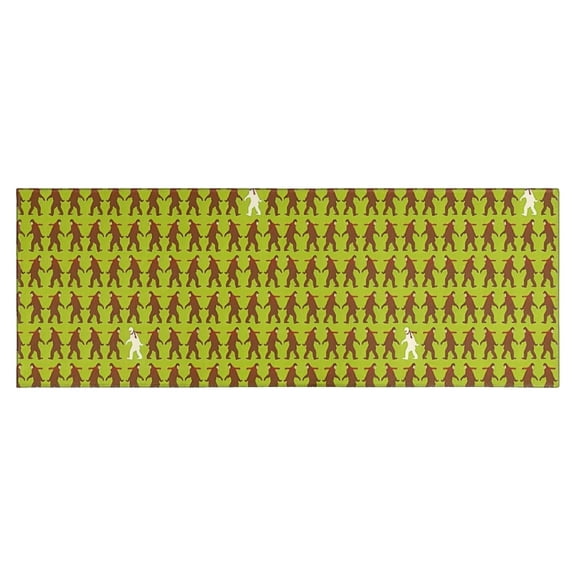Green Bigfoot Pattern Kitchen Rug Mat,Kitchen Runner Rugs Non Skid Washable,Decorative Kitchen Floor Mats for Kitchen,Sink,Laundry,17"X47"