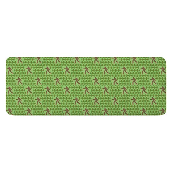 Green Bigfoot Pattern Kitchen Rug Mat,Kitchen Runner Rugs Non Skid Washable,Decorative Kitchen Floor Mats for Kitchen,Sink,Laundry,17"x47.2"