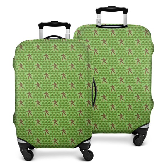 Green Bigfoot Pattern Luggage Cover Fashion Suitcase Cover Baggage Covers Fit 25-28 Inch Luggage (Go Travel)