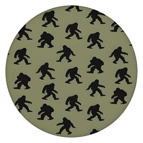 Green Bigfoot Pattern Round Fitted Tablecloth with Elastic Edge,Dining Table Cover Waterproof,Outdoor Round Tablecloth for Camping,Dining,Indoor and Outdoor