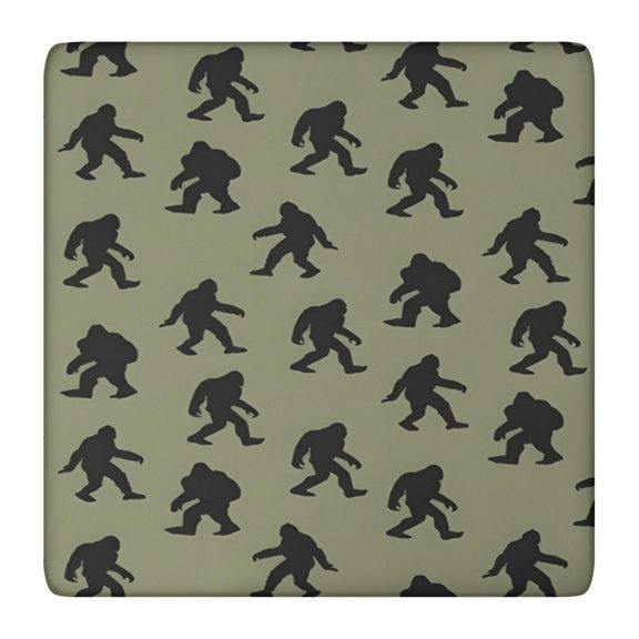 Green Bigfoot Pattern Square Fitted Tablecloth with Elastic Edge,Square Table Cover,Washable Elastic Table Cover for Home Kitchen Party Decor 36"x36"