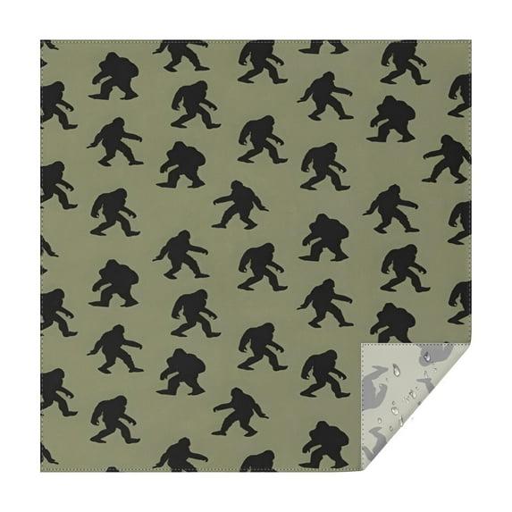 Green Bigfoot Pattern Square Tablecloth,Waterproof Square Table Cover,Wipeable Spillproof Washable Table Cover for Home Kitchen Party Decor 42"X42"(107x107cm)