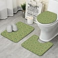 thumbnail image 1 of Green Bigfoot and Text Pattern Bathroom Rugs Sets 3 Piece,Toilet Cover Set,Absorbent Non Slip Bathroom Mats Sets with U-Shaped Contour Rug Toilet Rug Set, 1 of 5