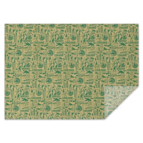 Green Bigfoot and Text Pattern Rectangle Tablecloth 60"x84",Waterproof Polyester Rectangle Table Cloth, Wipeable Spillproof Polyester Tablecloth for Dining, Camping, Indoor and Outdoor