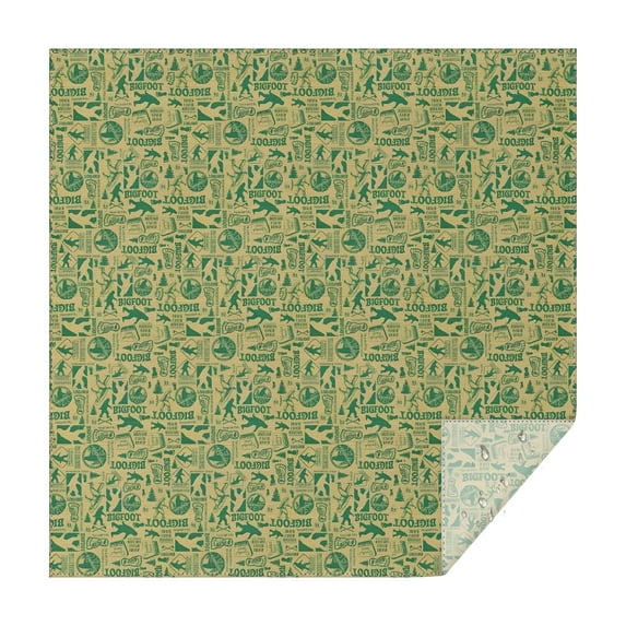 Green Bigfoot and Text Pattern Square Tablecloth,Waterproof Square Table Cover,Wipeable Spillproof Washable Table Cover for Home Kitchen Party Decor 52"x52"(132x132cm)