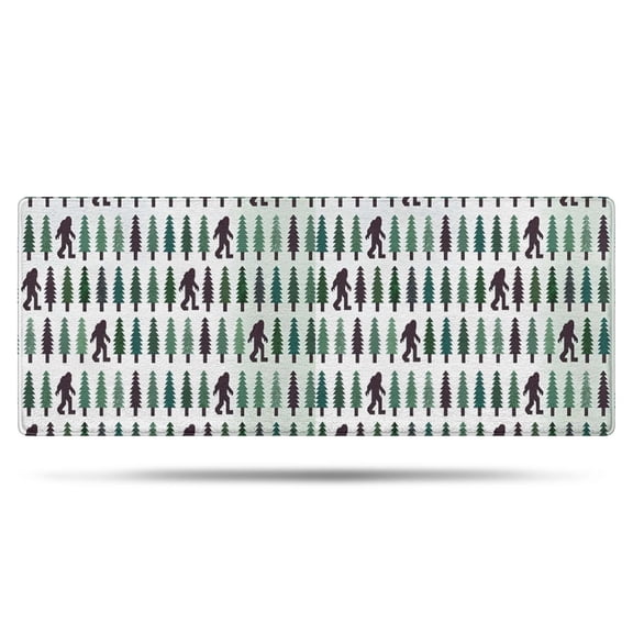 Green Bigfoot and Tree Pattern Bathroom Rugs Mat,Non Slip Microfiber Bathroom Rug,Rubber Backing,Soft Bathroom Mats for Bathroom Floor,Tub and Shower,60x24in(150x60cm)