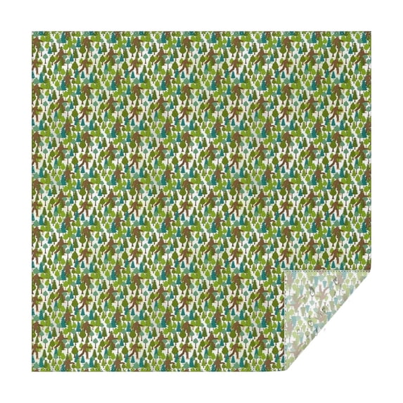 Green Bigfoot and Tree Pattern Square Tablecloth,Waterproof Square Table Cover,Wipeable Spillproof Washable Table Cover for Home Kitchen Party Decor 60"x60"(152x152cm)