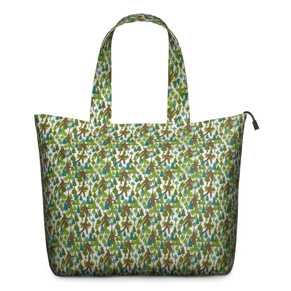 Green Bigfoot and Tree Pattern Travel Tote Bags for Women Carry On,Large Weekender Bags for Women Travel,Multi Functional Duffle Bag for Work,Shopping,Sports
