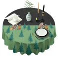 thumbnail image 1 of Green Bigfoot and Campfire Pattern Round Tablecloth 60"x60",Wrinkle Wipeable Table Cloth for Kitchen Dining Room Picnic Patio Party, 1 of 6