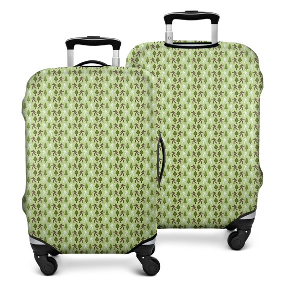 Green Bigfoot and Tree Pattern Luggage Cover Fashion Suitcase Cover Baggage Covers Fit 25-28 Inch Luggage (Go Travel)