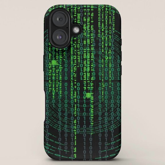 Green Binary Code Globe Tough Case for Apple iPhone Series, Polycarbonate and TPU